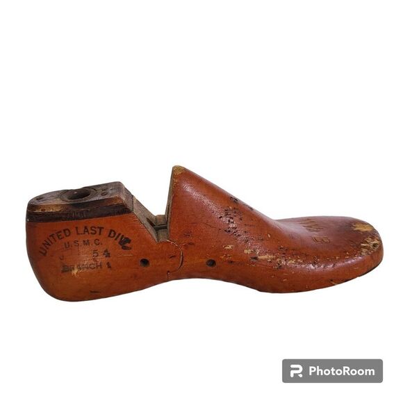 Vintage Child's 1954 Wooden Shoe Form 11.5B Junior Shoemaker Mold USMC Primitive - Picture 1 of 15